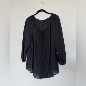 Zac & Rachel Women's Sheer Black Lightweight Neutral Office Dress Blouse Size XL